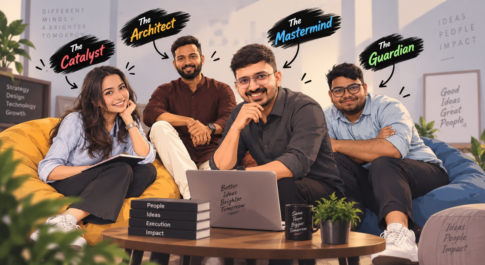 The four DAHMION partners — The Catalyst, The Architect, The Mastermind and The Guardian